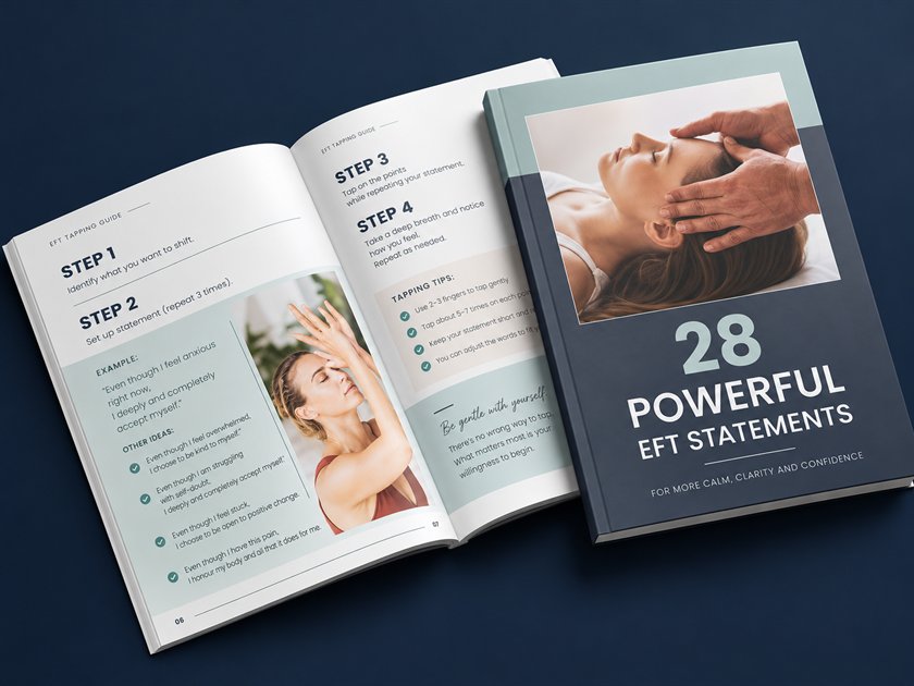The 28 Powerful EFT Statements guide, cover and inside spread